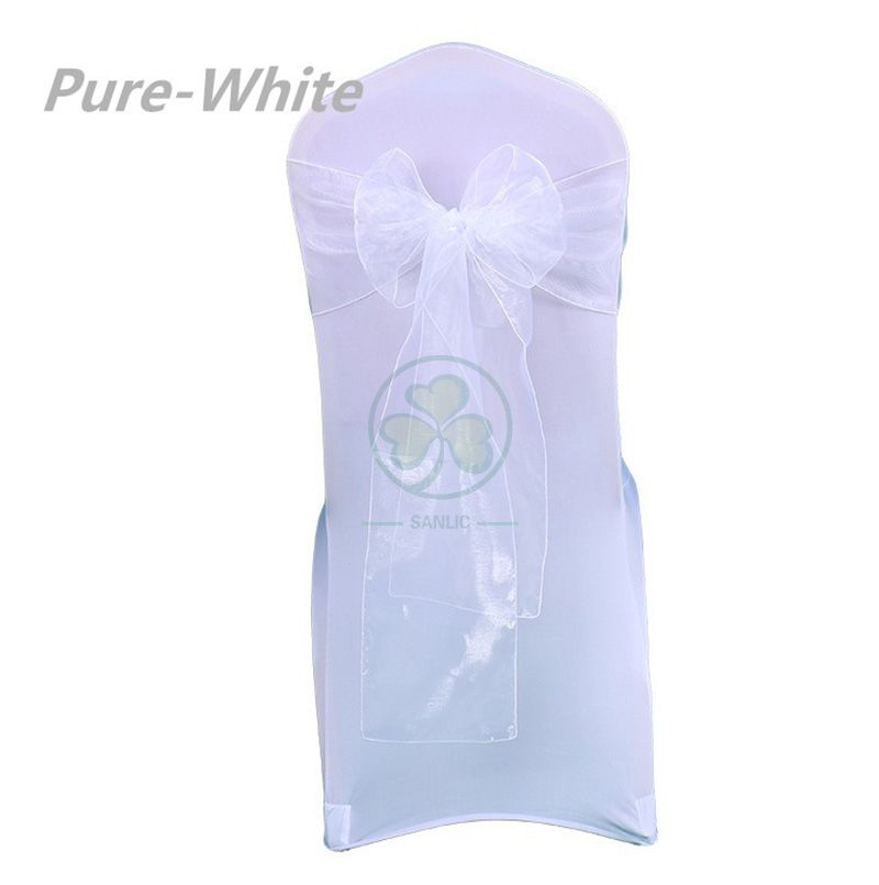 Factory Cheap White Organza Chair Sashes for Event Chair Decoration SL-F2044WOCS