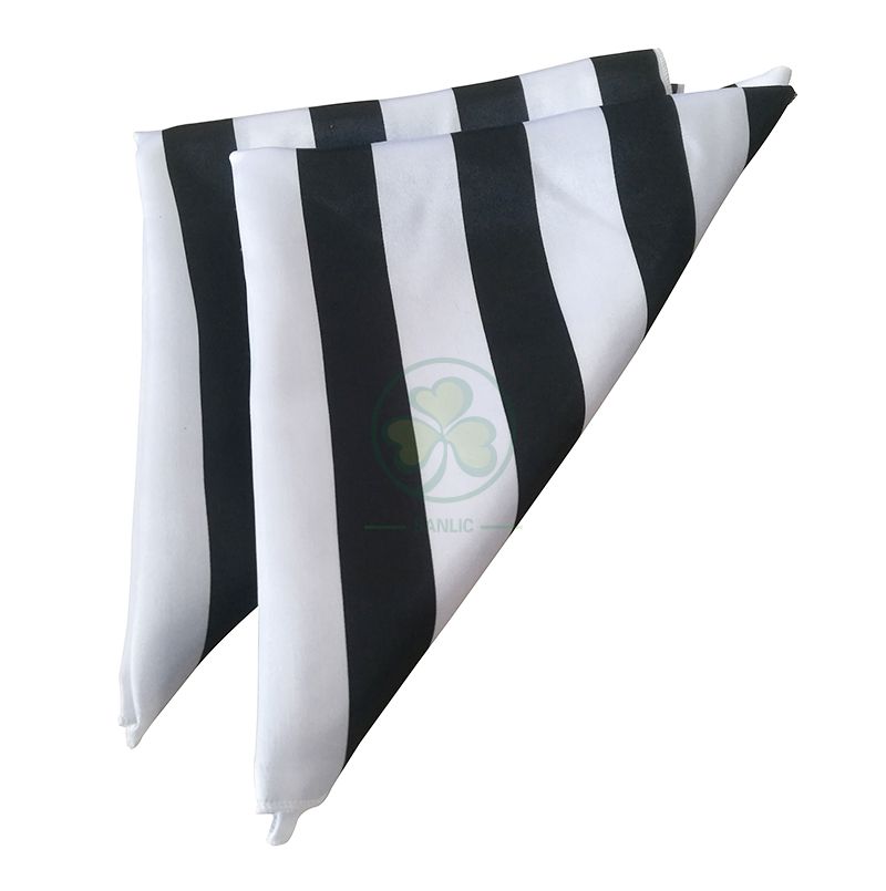 Factory Wholesale 20 Inch Satin Cloth Napkin Black and White Striped SL-F2053SSCN