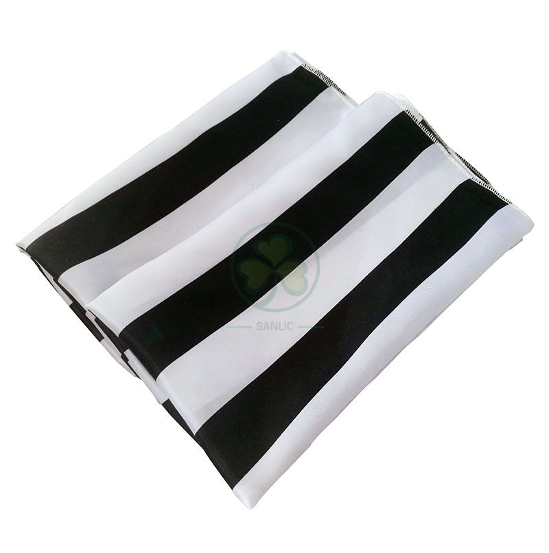 Factory Wholesale 20 Inch Satin Cloth Napkin Black and White Striped SL-F2053SSCN