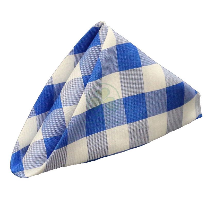 Classic Washable Buffalo Plaid Cotton Table Napkins Royal Blue and White Checkered Gingham for Family Dinners, Special Occasions, Barbeques, Picnics and Everyday Use SL-F2055CCTN