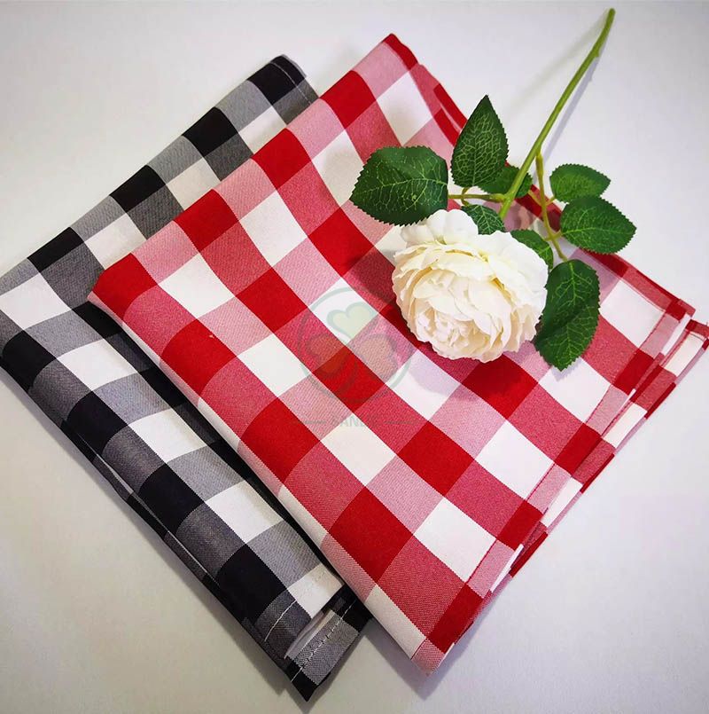 Classic Washable Buffalo Plaid Cotton Table Napkins Royal Blue and White Checkered Gingham for Family Dinners, Special Occasions, Barbeques, Picnics and Everyday Use SL-F2055CCTN