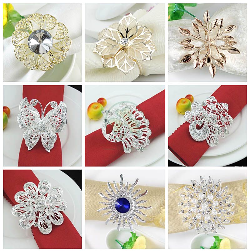 Hot Sale Exquisite Napkins Rings Set Rhinestone Thanksgiving Napkin Rings for Wedding Banquet Christmas Dinner Decor Favor SL-M2061ERNR