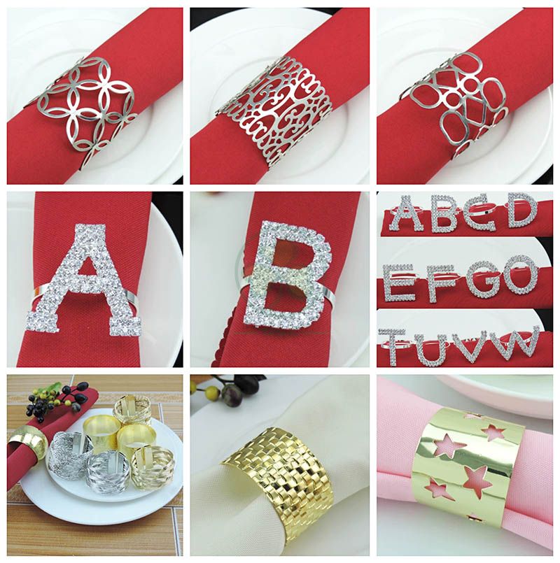 Hot Sale Exquisite Napkins Rings Set Rhinestone Thanksgiving Napkin Rings for Wedding Banquet Christmas Dinner Decor Favor SL-M2061ERNR