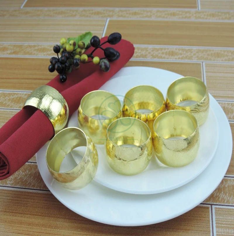 Factory Price Gold Napkin Rings Round Napkin Holders Buckles for Thanksgiving Decorations Holiday Wedding Banquet  SL-M2063GRNB