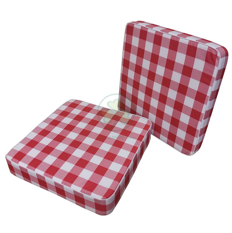 Wholesale Custom Checkered Gingham Outdoor Patio Chair Cushions Baffalo Plaid White and Red Deep Seat Patio Cushions SL-F2066OPCC