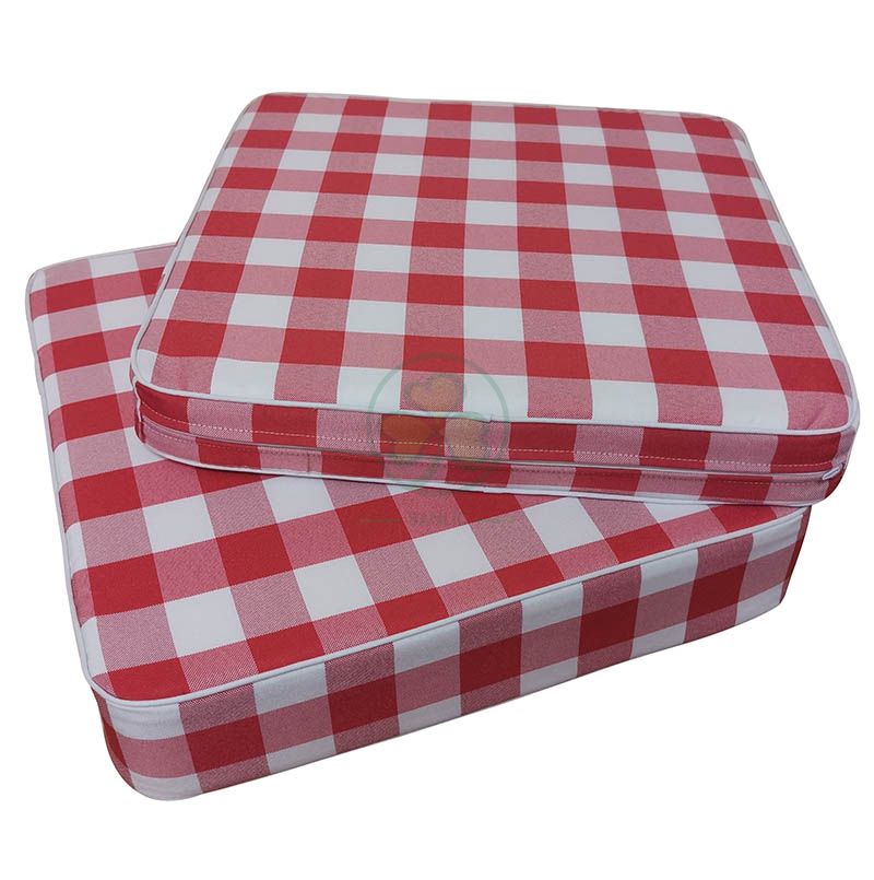 Wholesale Custom Checkered Gingham Outdoor Patio Chair Cushions Baffalo Plaid White and Red Deep Seat Patio Cushions SL-F2066OPCC