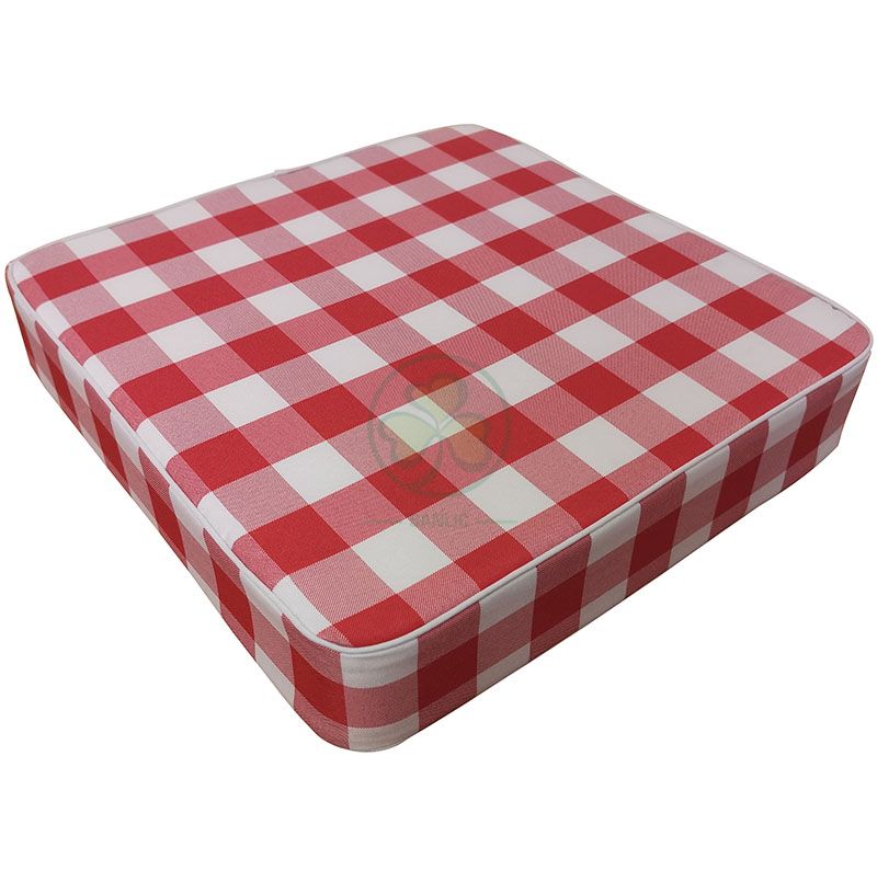 Wholesale Custom Checkered Gingham Outdoor Patio Chair Cushions Baffalo Plaid White and Red Deep Seat Patio Cushions SL-F2066OPCC