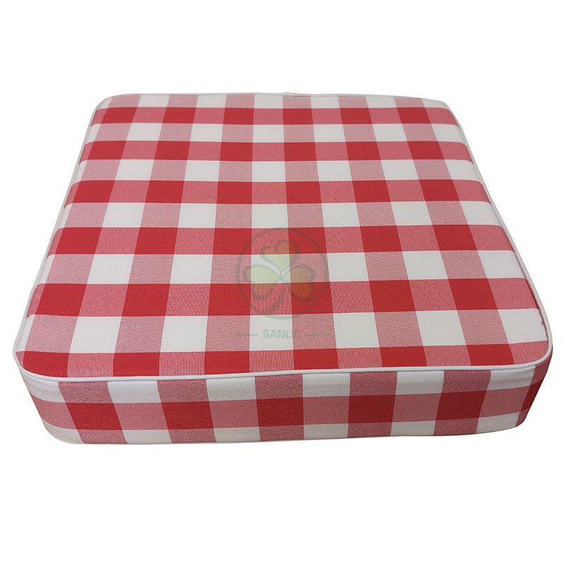 Wholesale Custom Checkered Gingham Outdoor Patio Chair Cushions Baffalo Plaid White and Red Deep Seat Patio Cushions SL-F2066OPCC