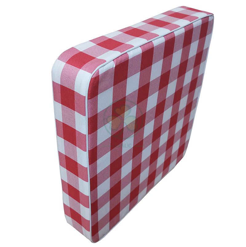 Wholesale Custom Checkered Gingham Outdoor Patio Chair Cushions Baffalo Plaid White and Red Deep Seat Patio Cushions SL-F2066OPCC