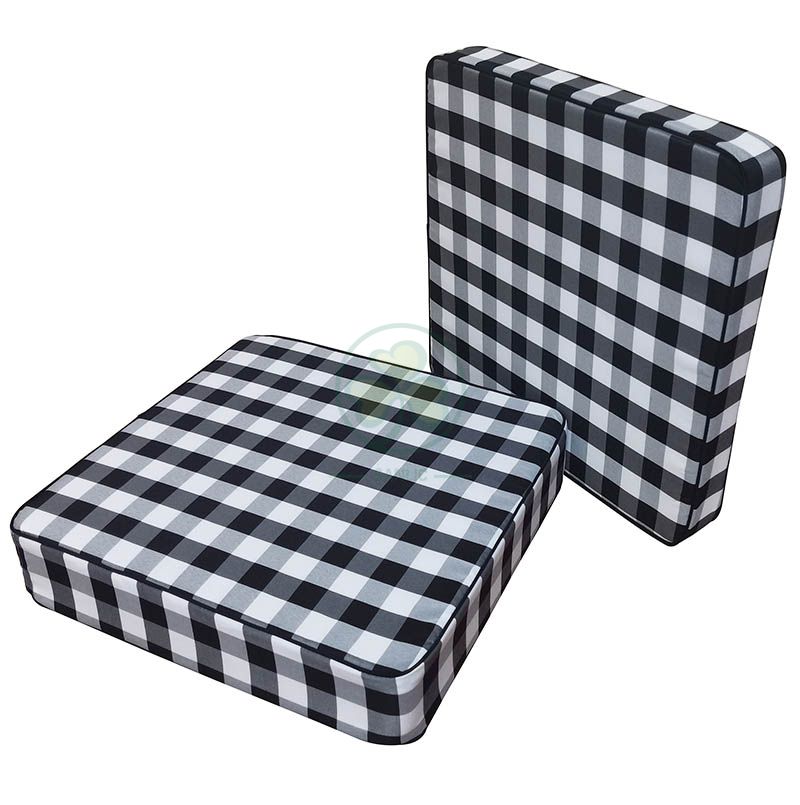 Direct Factory Buffalo Plaid White and Black Outdoor Chair Cushions Patio Furniture Cushions SL-F2067BPPC