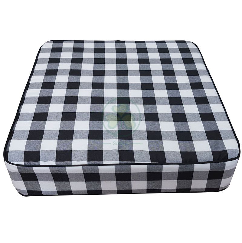 Direct Factory Buffalo Plaid White and Black Outdoor Chair Cushions Patio Furniture Cushions SL-F2067BPPC