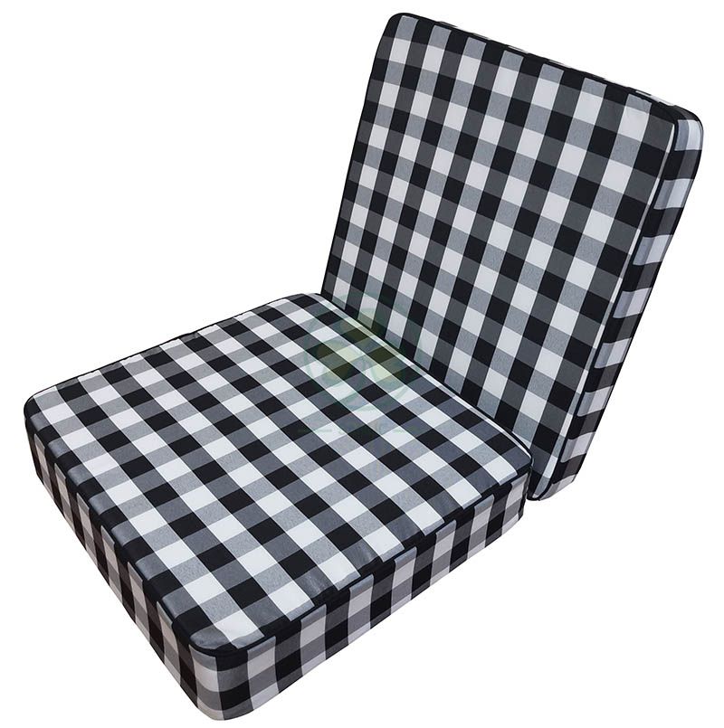 Direct Factory Buffalo Plaid White and Black Outdoor Chair Cushions Patio Furniture Cushions SL-F2067BPPC