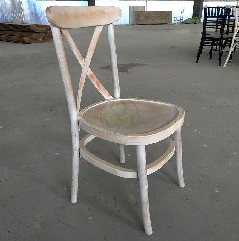 Custom Limewash Tuscan Cross Back Dining Chairs for Outdoor or Indoor Events SL-W1836WLTC