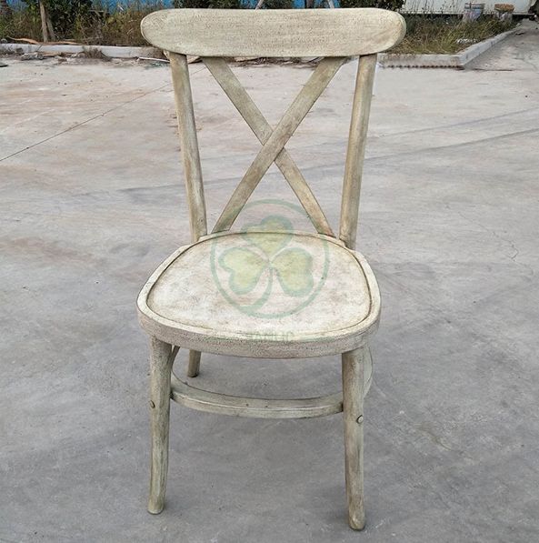 Bespoke Farmhouse Vintage Wooden Tuscan Crossback Dining Chair in White Distressed for Outdoor Events and Weddings SL-W1836BWTC