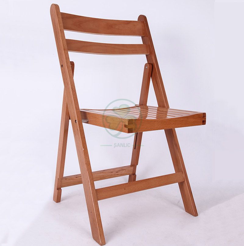 Popular Natural Wooden Slatted Folding Chair for Indoor or Outdoor Banquets Reunions or Parties SL-W1871WSFC