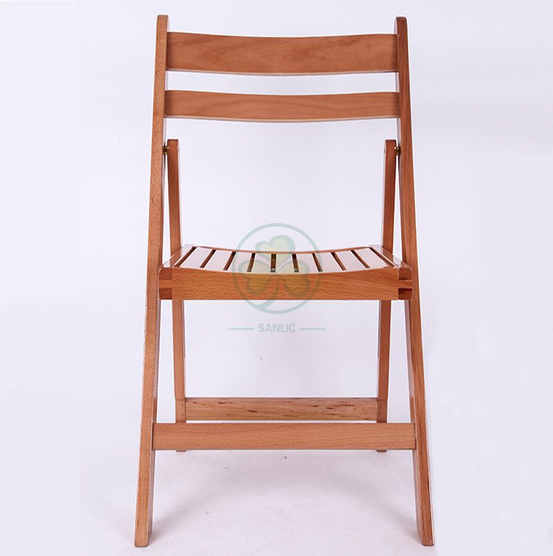 Popular Natural Wooden Slatted Folding Chair for Indoor or Outdoor Banquets Reunions or Parties SL-W1871WSFC