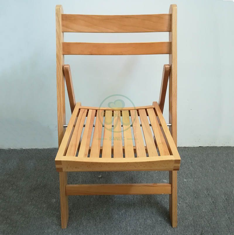 Popular Natural Wooden Slatted Folding Chair for Indoor or Outdoor Banquets Reunions or Parties SL-W1871WSFC