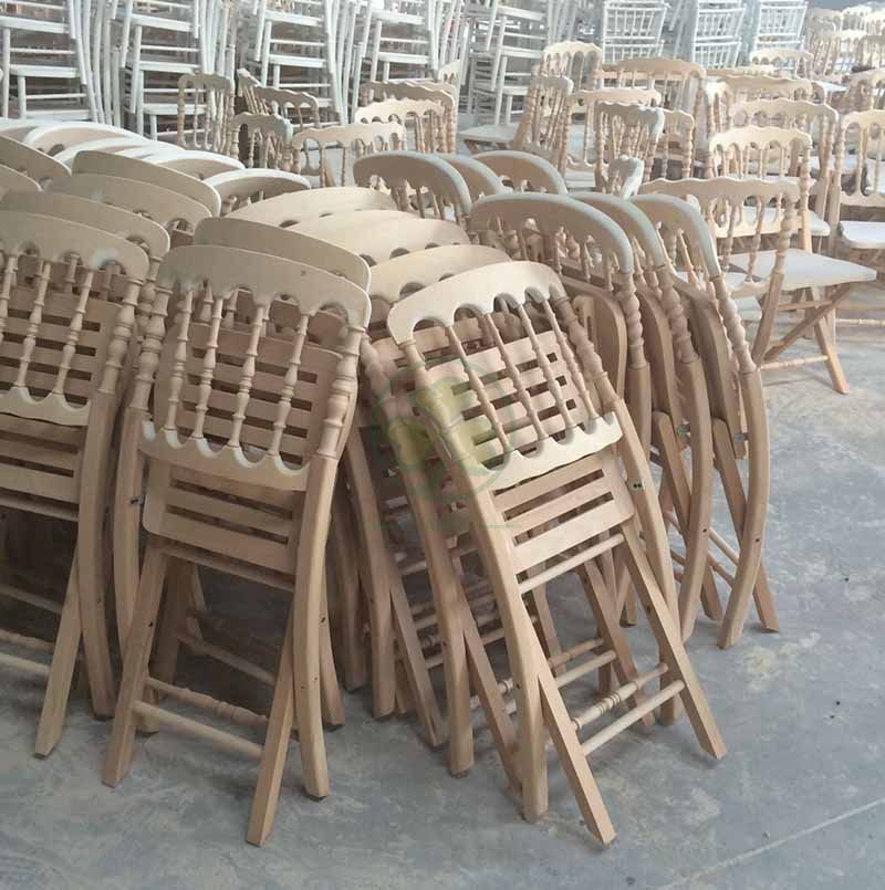 Limewash Wooden Folding Chateau Chair with Slatted Seat for Outdoor Events or Parties SL-W1885WFCC