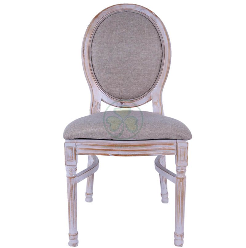 Hot Sale Linen Fabric French Wooden Louis Dining Chair for Hotels Halls Cafes or Indoor and Outdoor Parties Events SL-W1896LWLC