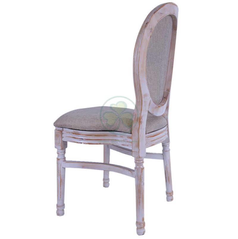 Hot Sale Linen Fabric French Wooden Louis Dining Chair for Hotels Halls Cafes or Indoor and Outdoor Parties Events SL-W1896LWLC