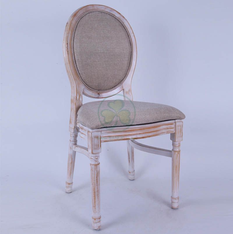 Hot Sale Linen Fabric French Wooden Louis Dining Chair for Hotels Halls Cafes or Indoor and Outdoor Parties Events SL-W1896LWLC