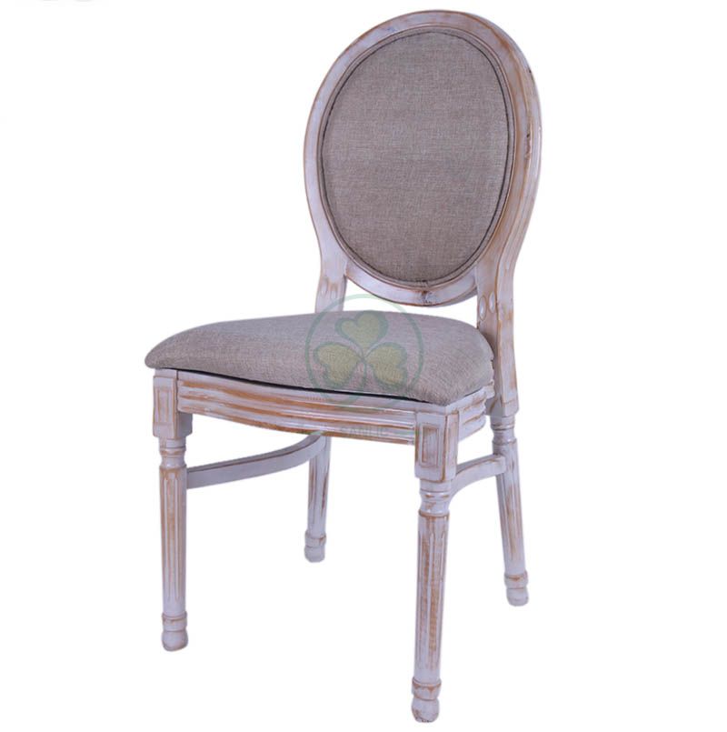 Hot Sale Linen Fabric French Wooden Louis Dining Chair for Hotels Halls Cafes or Indoor and Outdoor Parties Events SL-W1896LWLC