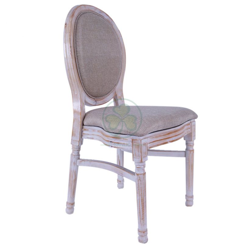 Hot Sale Linen Fabric French Wooden Louis Dining Chair for Hotels Halls Cafes or Indoor and Outdoor Parties Events SL-W1896LWLC