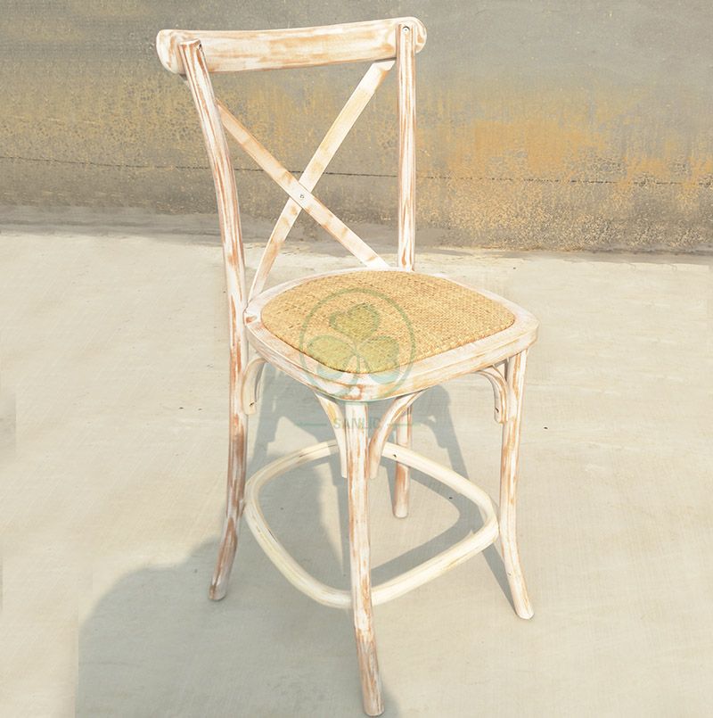 Hot Sale French Style Wooden Bistro Bar Stool with Rattan Seat for Cafes, Social Events, Parties or Home SL-W1916FBBS