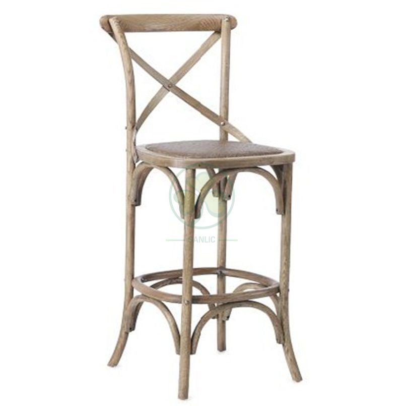 Hot Sale French Style Wooden Bistro Bar Stool with Rattan Seat for Cafes, Social Events, Parties or Home SL-W1916FBBS