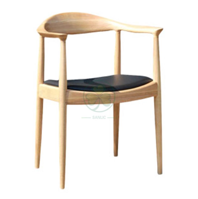 Solid Wood Frame Hans Wegner Kennedy Arm Chair with Leather Seat SL-W1941WKRC