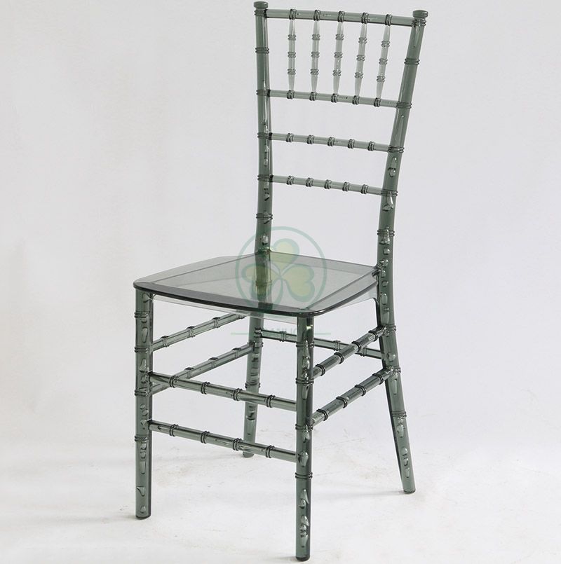 Wedding Crystal Smoky Gray Resin Monoblock Tiffany Chair for Indoor or Outdoor Events SL-R1977RMTC