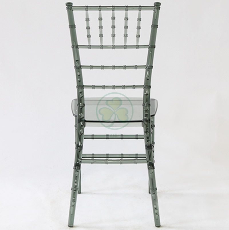 Wedding Crystal Smoky Gray Resin Monoblock Tiffany Chair for Indoor or Outdoor Events SL-R1977RMTC