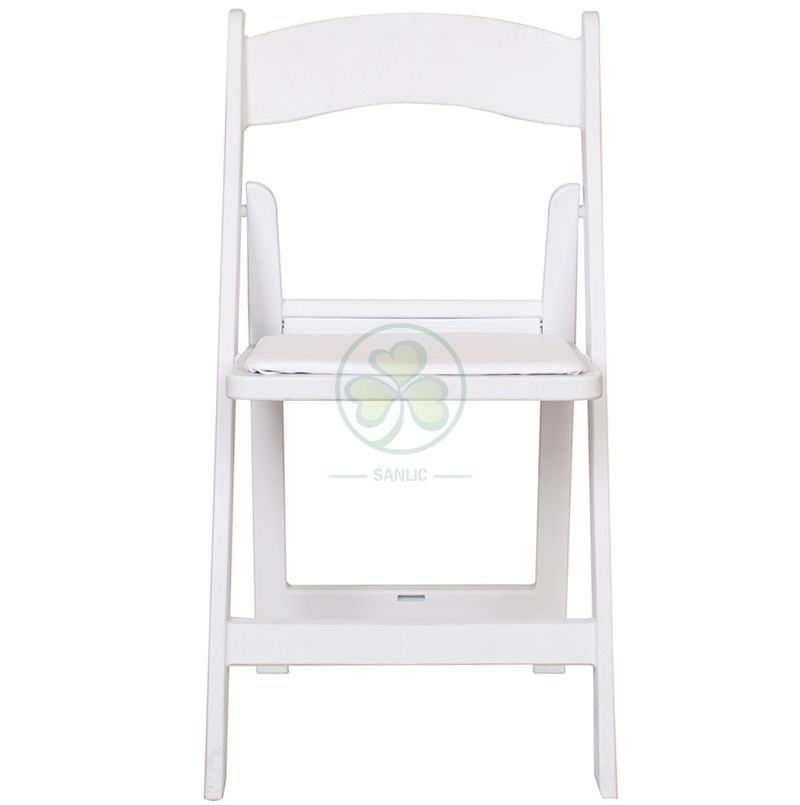 White Resin Folding Chair for Outdoor or Indoor Bride and Groom Wedding Ceremony SL-R1999WRFC