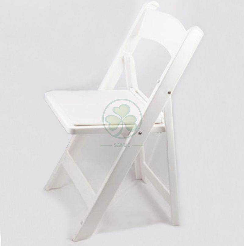 White Resin Folding Chair for Outdoor or Indoor Bride and Groom Wedding Ceremony SL-R1999WRFC