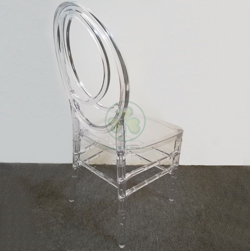 Morden Elegant Transparent Resin Phoenix Chair with Fish-Shaped Back for Weddings and Events   SL-R2015CRPC