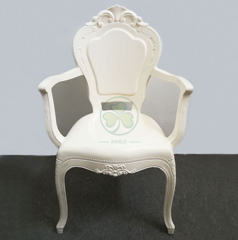 Wholesale Wedding Furniture Resin Plastic Ivory Bella Chair With Arms SL-R2034IRBC