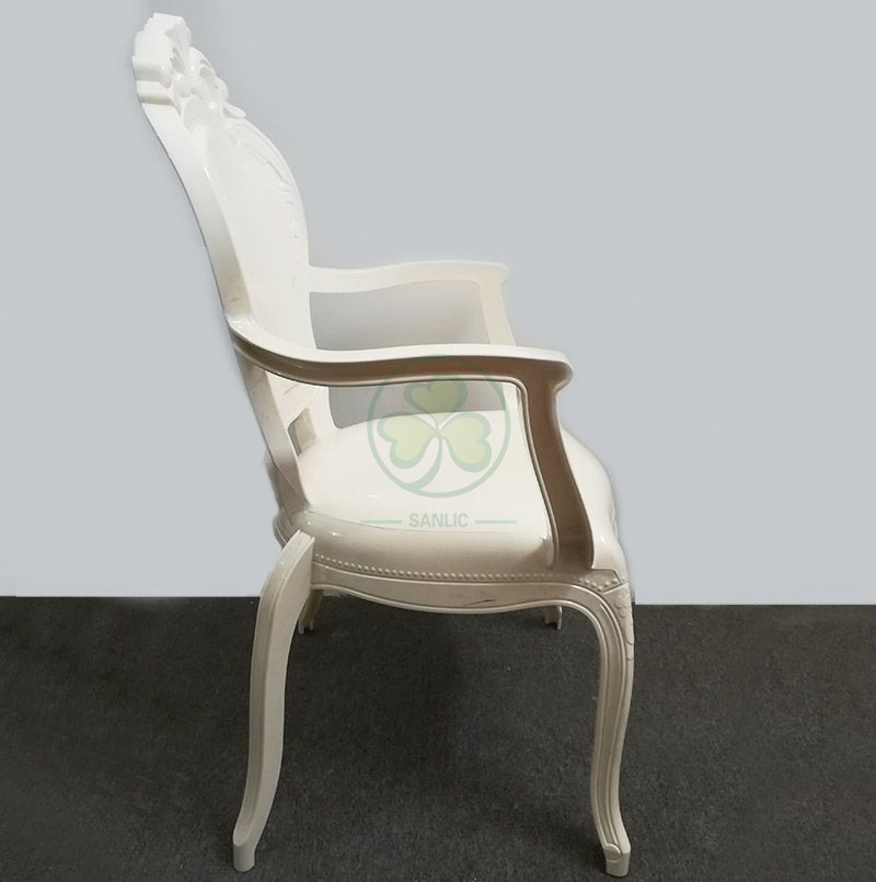 Wholesale Wedding Furniture Resin Plastic Ivory Bella Chair With Arms SL-R2034IRBC