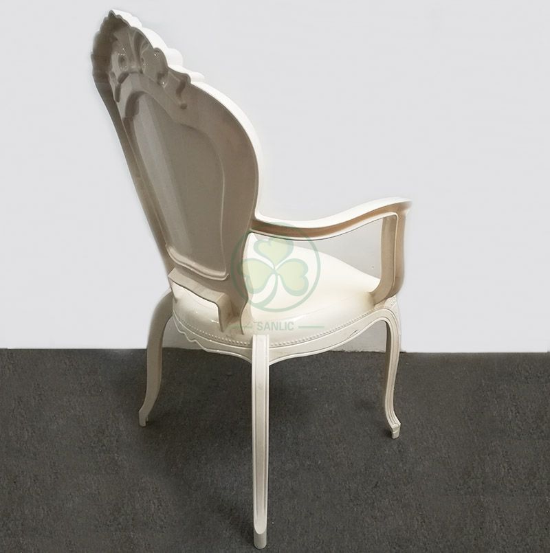 Wholesale Wedding Furniture Resin Plastic Ivory Bella Chair With Arms SL-R2034IRBC