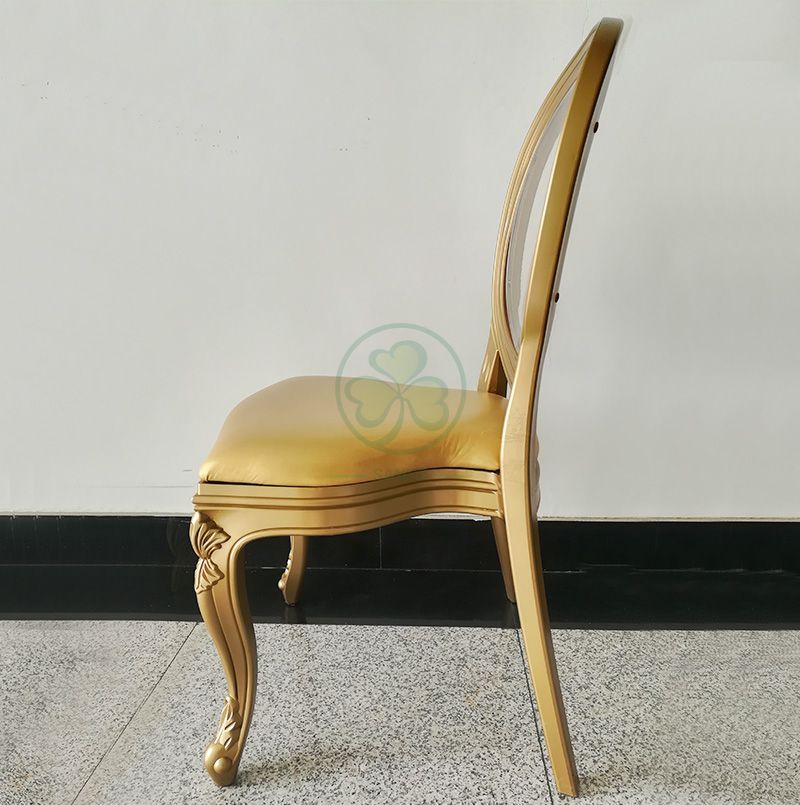 Wholesale Luxury PC Resin Louis Chair with Padded Seat and Clear Back for Dining Halls or Hotels Banquets SL-R2035WRLC