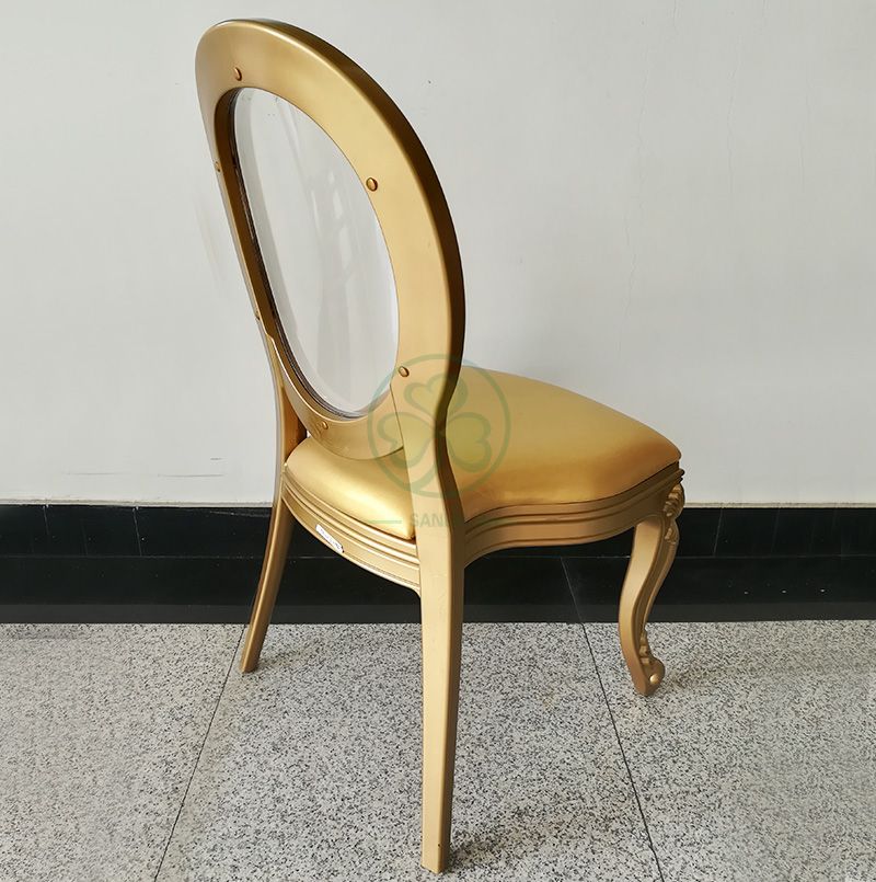 Wholesale Luxury PC Resin Louis Chair with Padded Seat and Clear Back for Dining Halls or Hotels Banquets SL-R2035WRLC