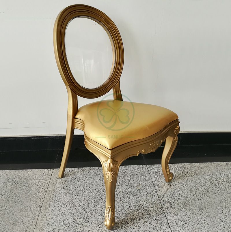 Wholesale Luxury PC Resin Louis Chair with Padded Seat and Clear Back for Dining Halls or Hotels Banquets SL-R2035WRLC
