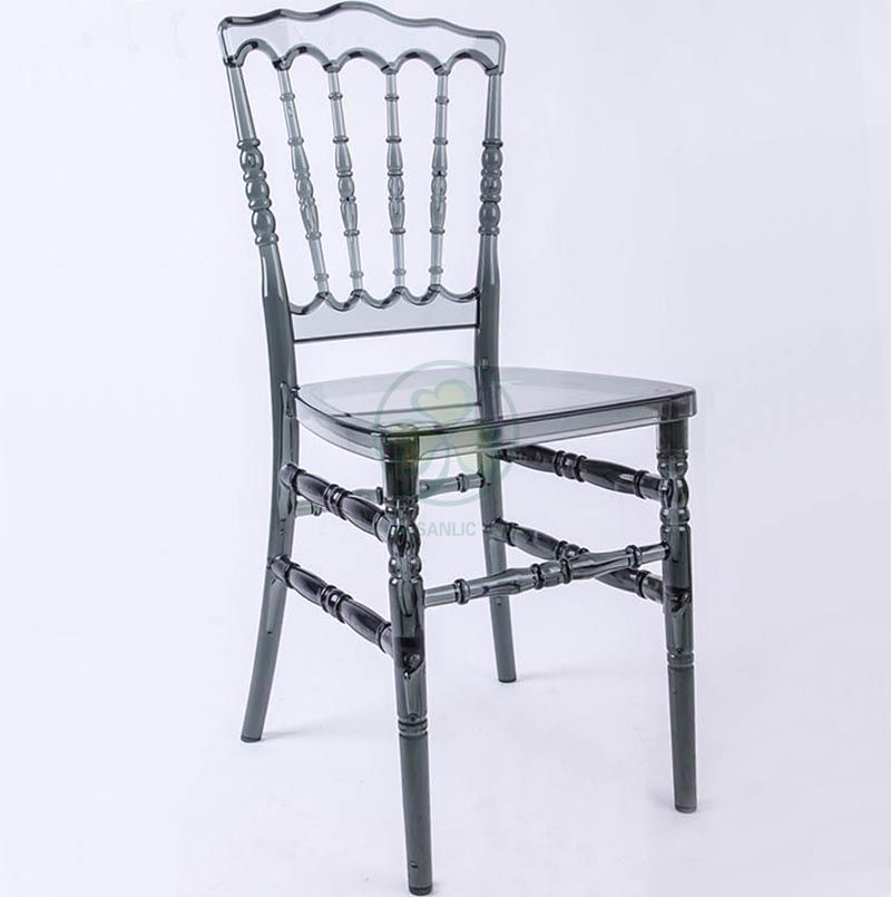 Wedding Furniture Crystal Smoky Gray Plastic Napoleon Party Chair for Banquets and Weddings  SL-R2055SPNC