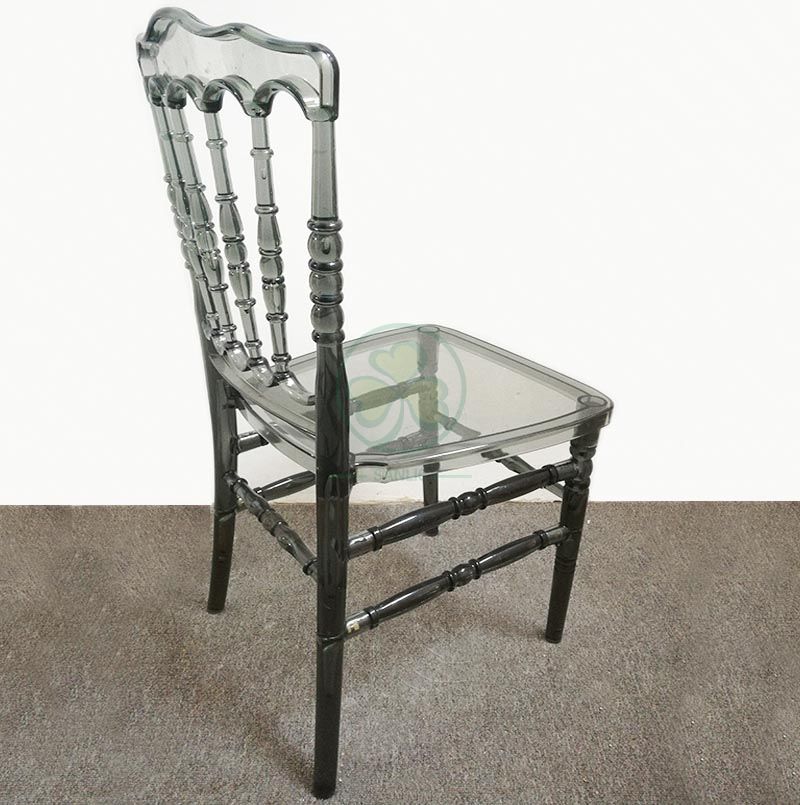 Wedding Furniture Crystal Smoky Gray Plastic Napoleon Party Chair for Banquets and Weddings  SL-R2055SPNC