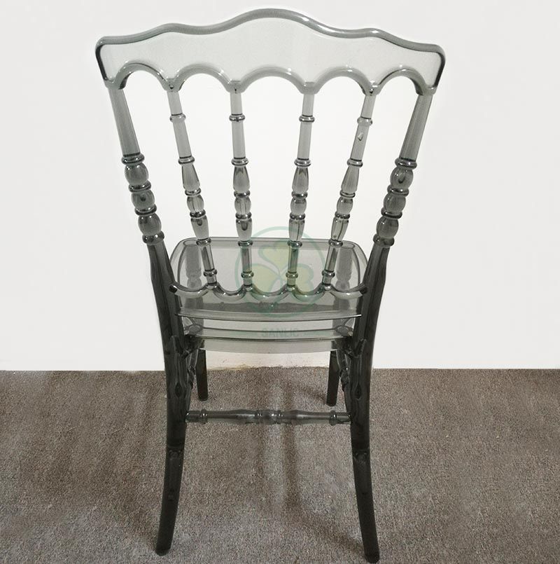 Wedding Furniture Crystal Smoky Gray Plastic Napoleon Party Chair for Banquets and Weddings  SL-R2055SPNC