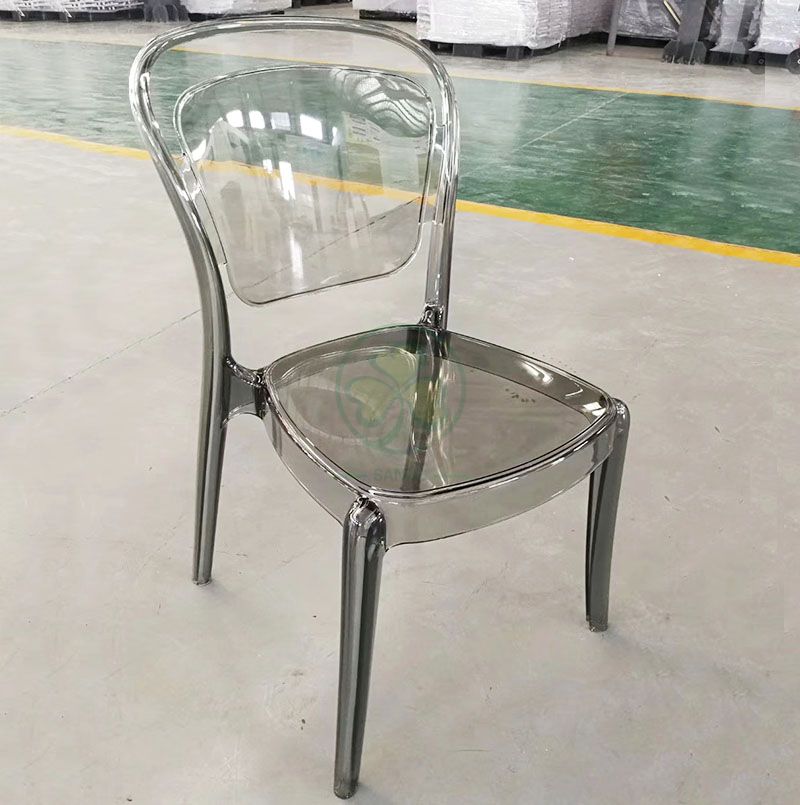 Wholesale Crystal Smoky Gray Plastic Lucent Banquet Chair for Catering Services or Kitchen  SL-R2059GPLC