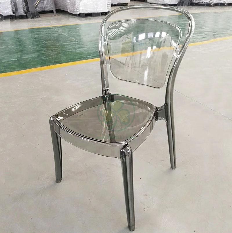 Wholesale Crystal Smoky Gray Plastic Lucent Banquet Chair for Catering Services or Kitchen  SL-R2059GPLC