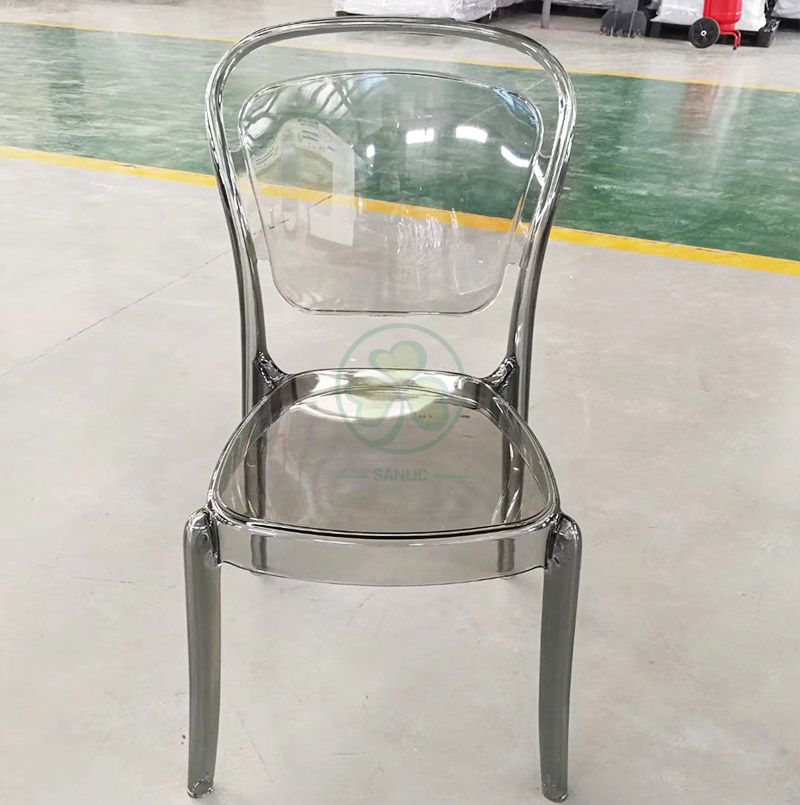 Wholesale Crystal Smoky Gray Plastic Lucent Banquet Chair for Catering Services or Kitchen  SL-R2059GPLC