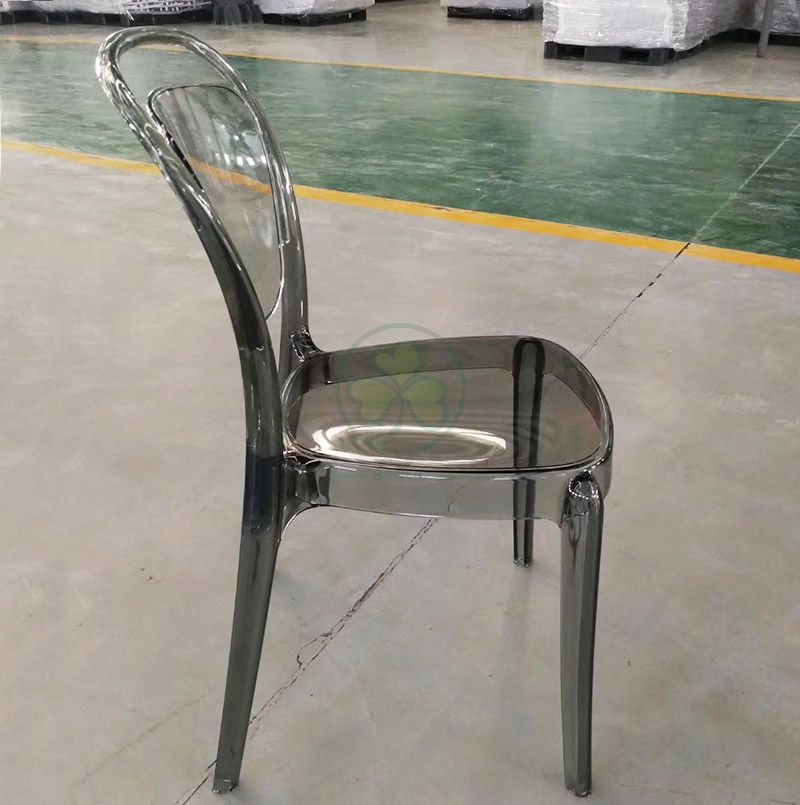 Wholesale Crystal Smoky Gray Plastic Lucent Banquet Chair for Catering Services or Kitchen  SL-R2059GPLC