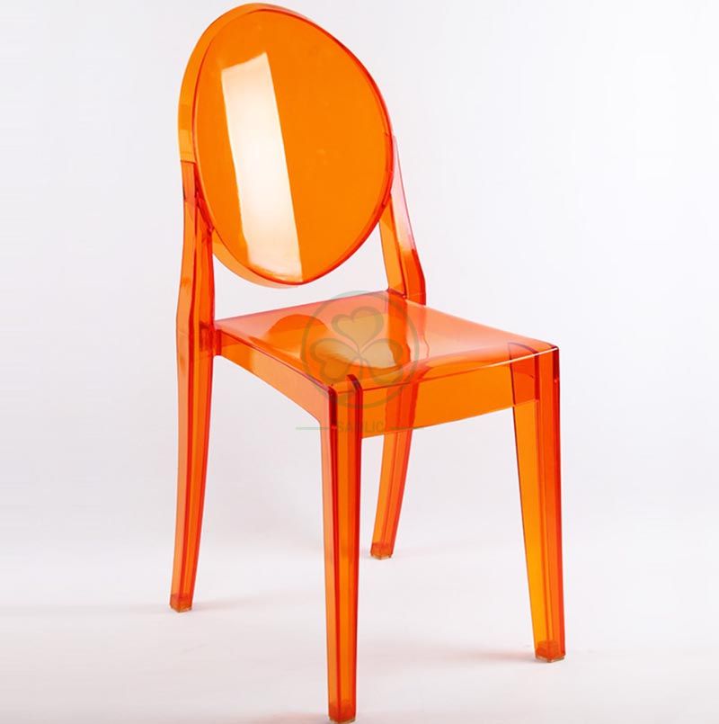 Best Popular Resin Ghost Dining Chair for Hotels or Resturants in Crystal Amber SL-R2065ARGC