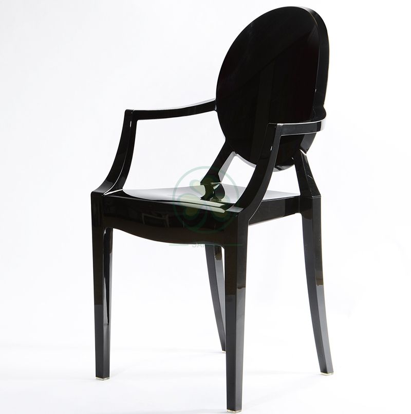 Stackable Black Resin Louis Ghost Armchair for Various Social Events SL-R2072BRLC